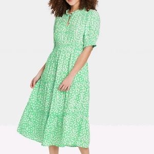 Who What Wear Target Green Floral Prairie Dress
